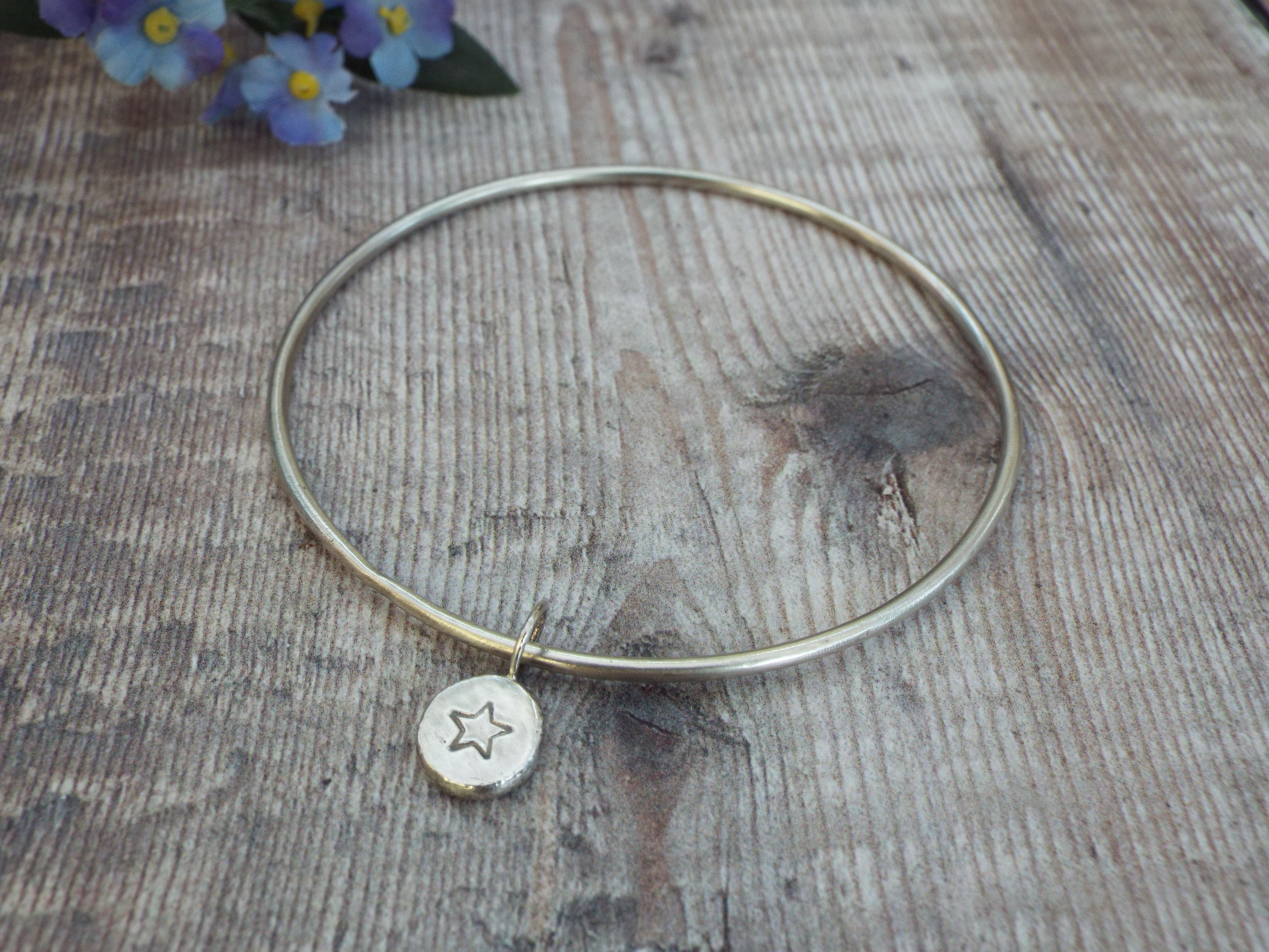 Sterling Silver Bangle with Charm