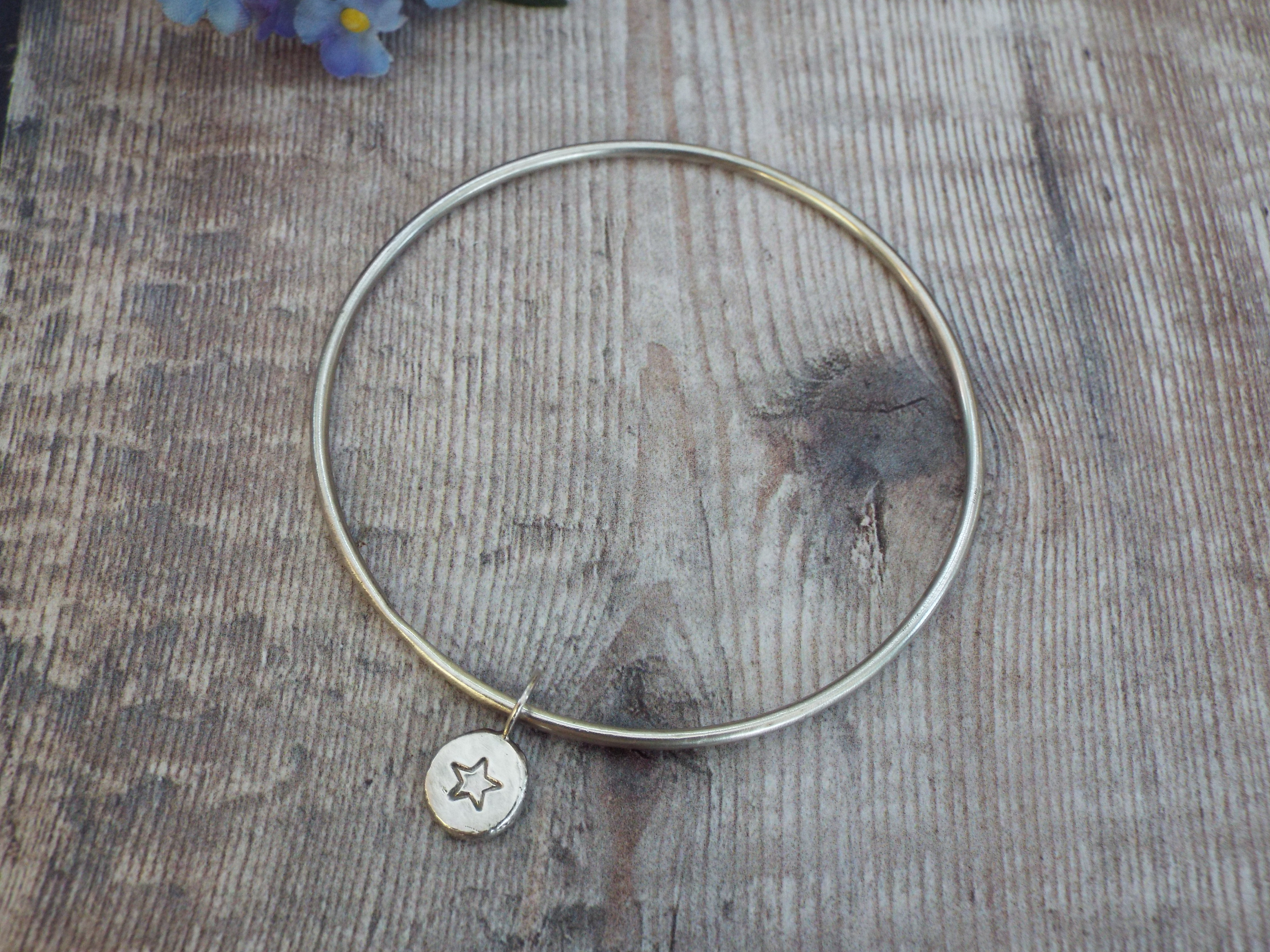 Sterling Silver Bangle with Charm - Image 2