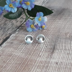 Sterling Silver Dainty Stud Earrings with Rainbows