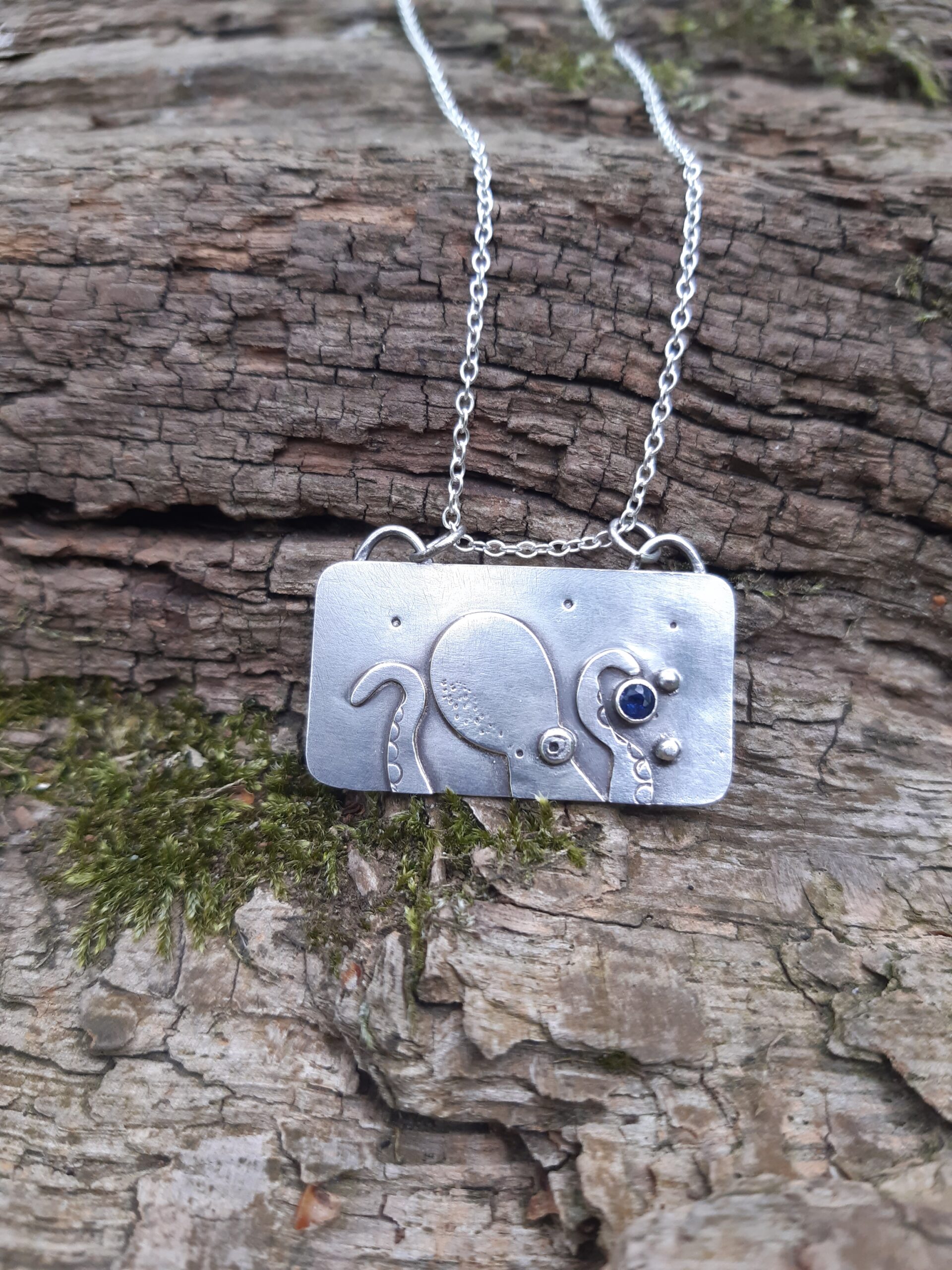 Sterling Silver Octopus with Blue Sapphire