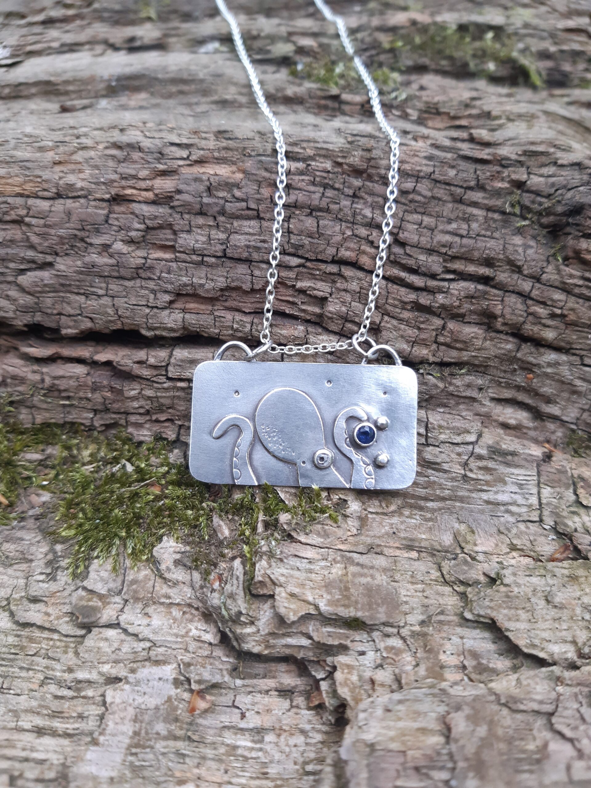 Sterling Silver Octopus with Blue Sapphire - Image 2