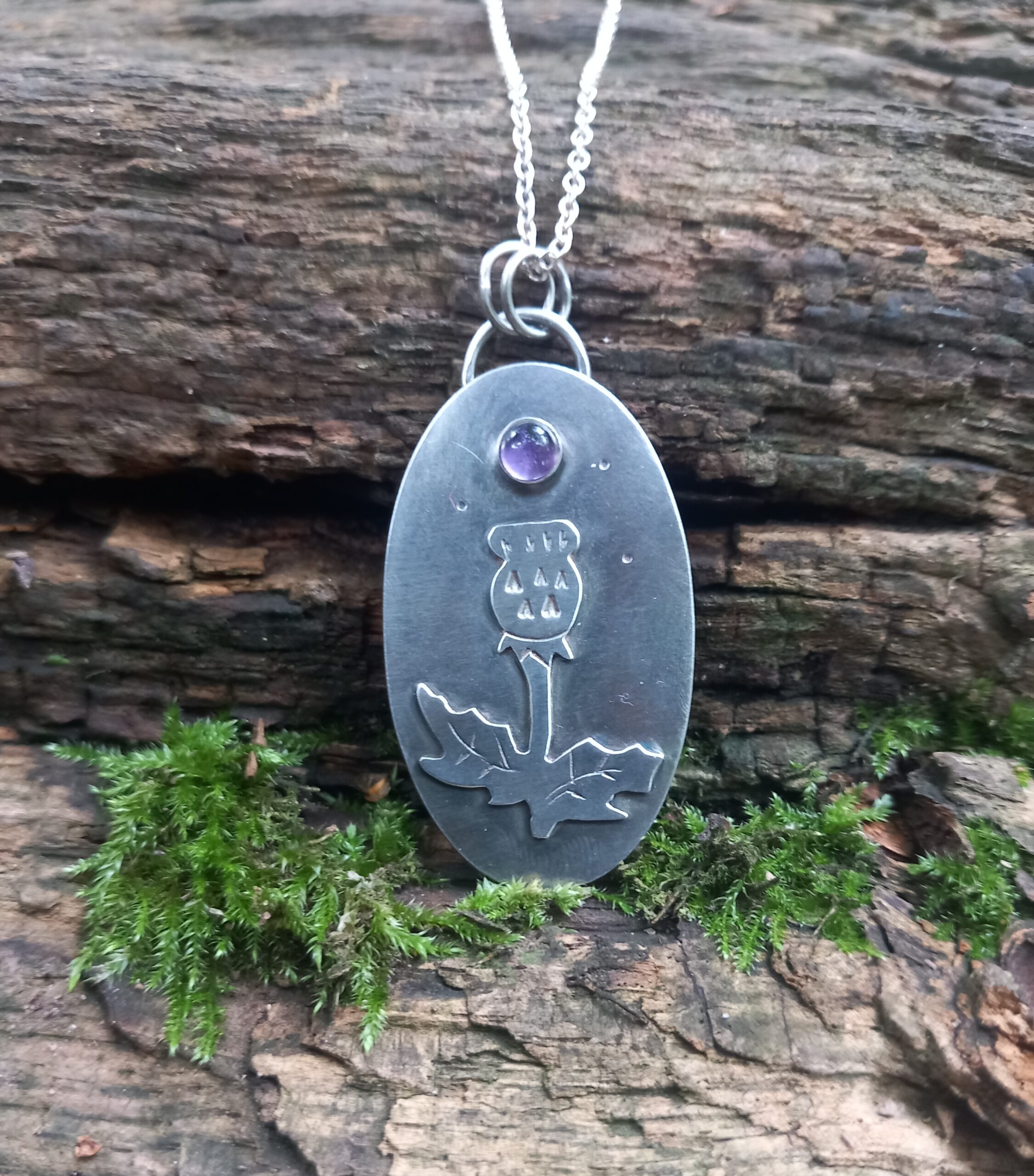 Sterling Silver Thistle with Amethyst