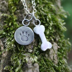 Sterling Silver Dog Bone with Paw Print Charm 4